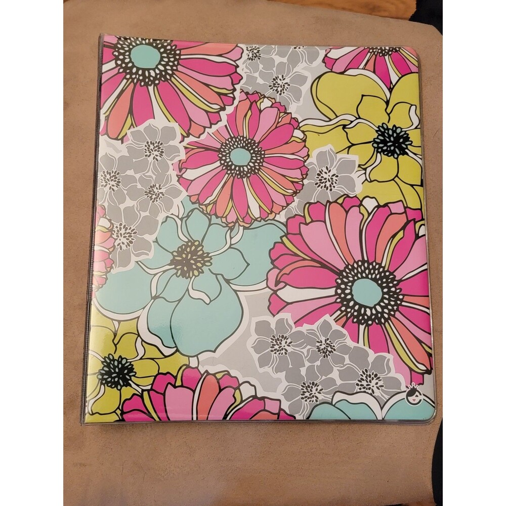 Colorful Flower Themed 1 inch 3 Ring Binder with Poke-a-dot Interior